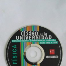 Libros de segunda mano de Ciencias: FÍSICA DIRECTO A LA UNIVERSIDAD EXAMENES RESUELTOS SM SOLO CD