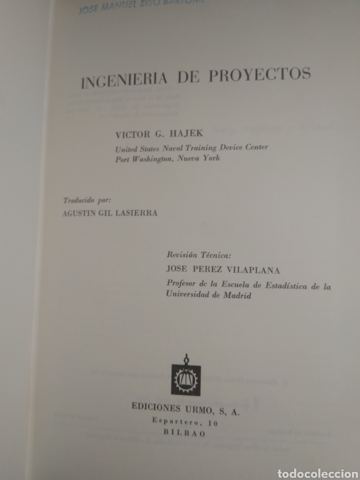 Libros de segunda mano de ciencias: INGENIER&Iacute;A DE PROYECTOS/VICTOR G. HAJEK - Foto 3