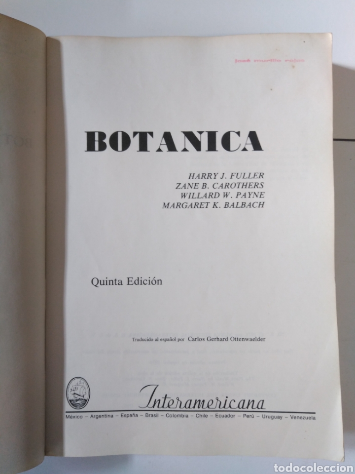 Libros de segunda mano: Bot&aacute;nica / Fuller, Carothers, Payne y Balbach - Foto 2