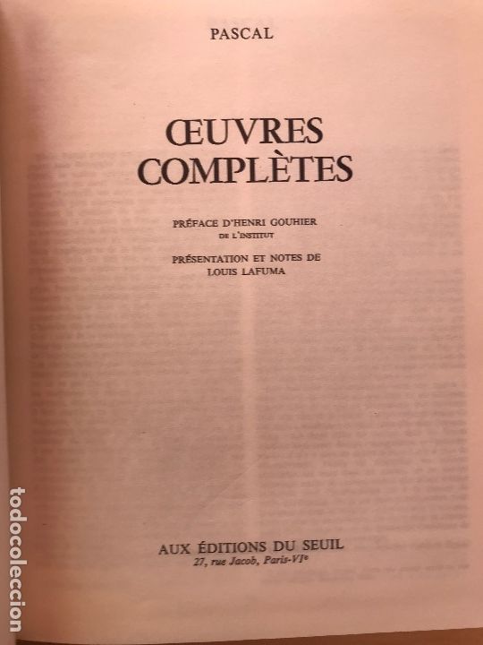 Libros de segunda mano de ciencias: OUVRES COMPLETES - BLAISE PASCAL 30 MAI 1963 - Foto 2