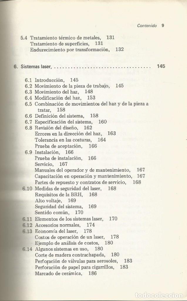 Libros de segunda mano de ciencias: Lasers. Operaci&oacute;n, equipo, uso y dise&ntilde;o. E. E. Coherent. - Foto 3
