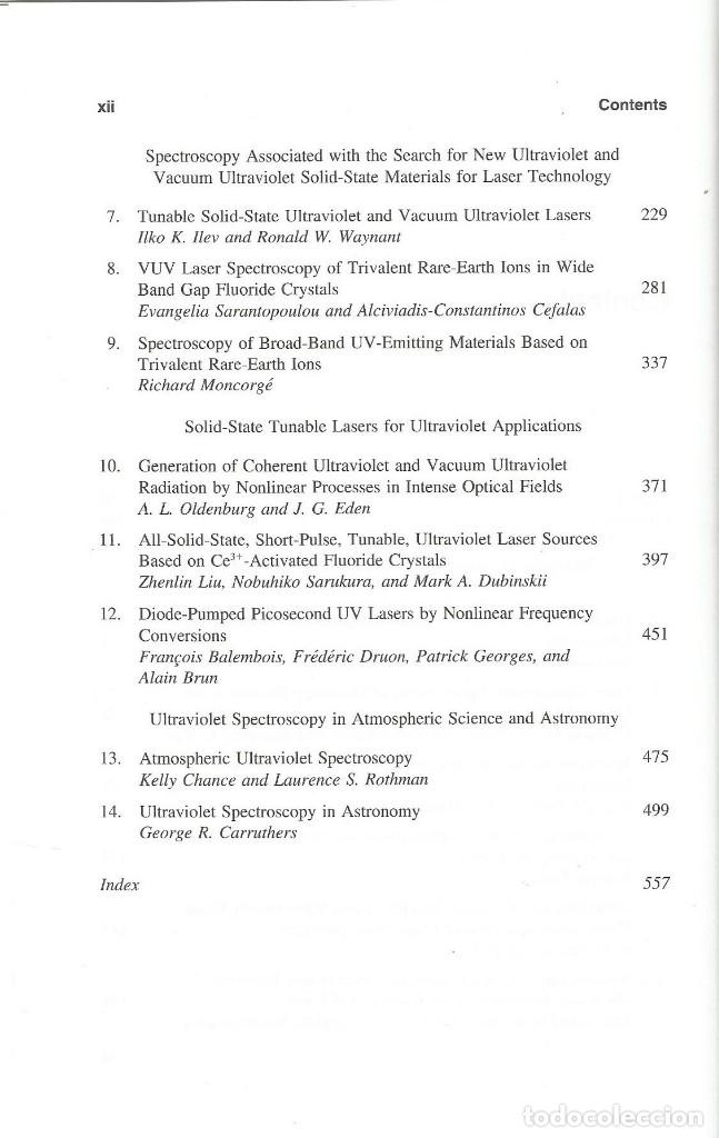 Libros de segunda mano de ciencias: Espectroscop&iacute;a ultravioleta y lasers ultravioleta. Prabhakar Misra-Mark A. Dubinskii. - Foto 3