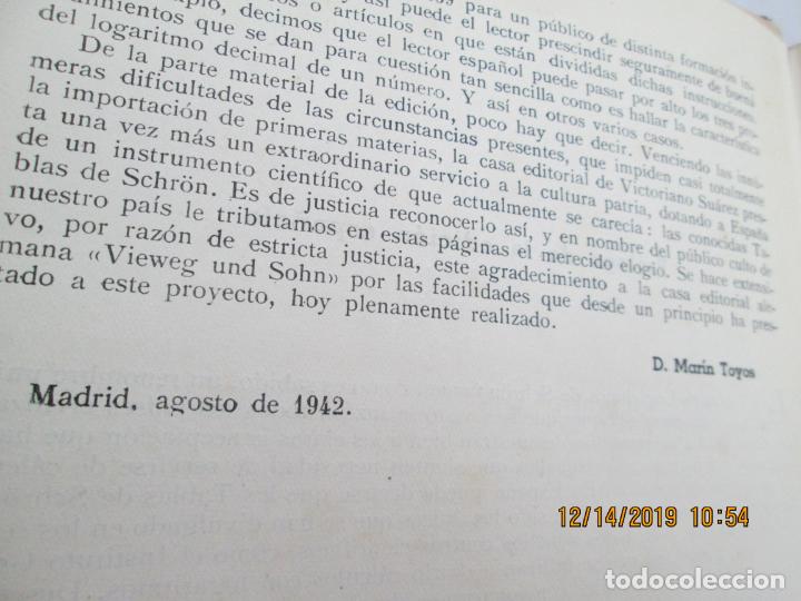 Libros de segunda mano de ciencias: TABLAS DE LOGARITMOS - LUDWIG SCHR&Ouml;N - VICTORIANO SUAREZ EDITOR 1942. - Foto 2