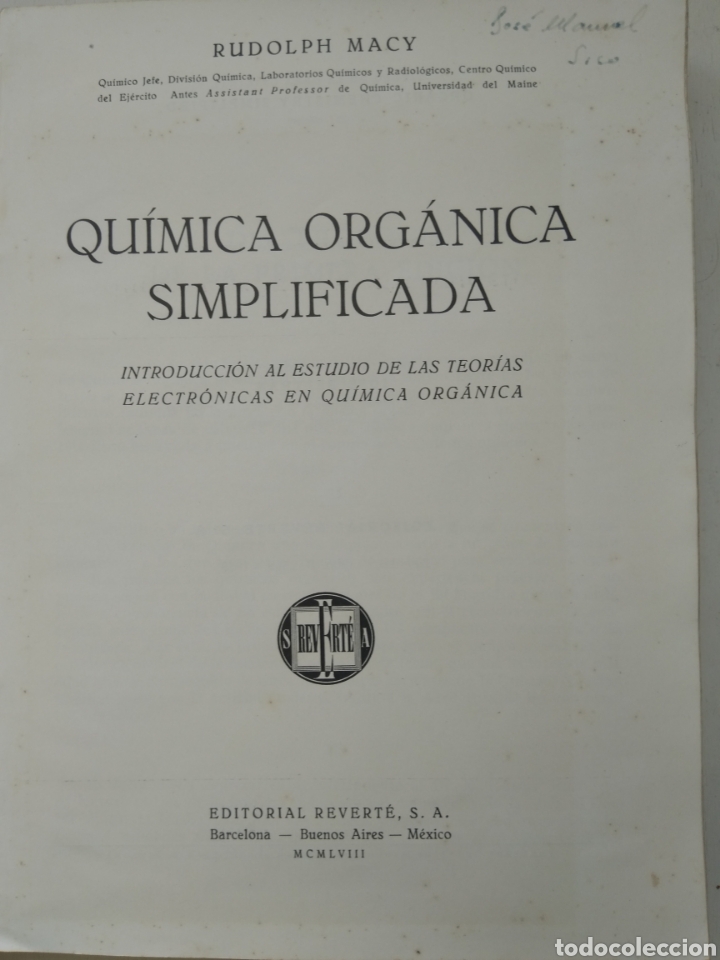 Libros de segunda mano de ciencias: QU&Iacute;MICA ORGANICA SIMPLIFICADA/RUDOLPH MACY - Foto 4