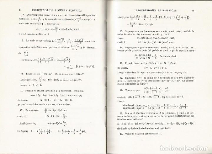Libros de segunda mano de ciencias: Ejercicios de &aacute;lgebra superior.  H. S. Hall, S. R. Knight. - Foto 3