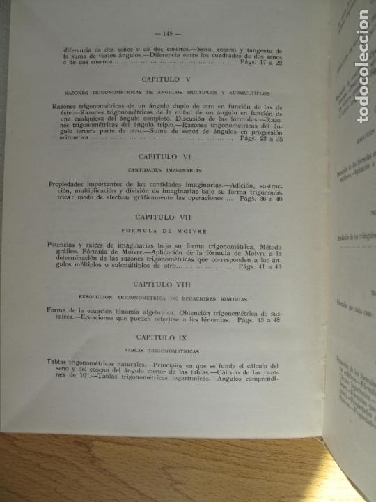 Libros de segunda mano de ciencias: TRIGONOMETR&Iacute;A RECTIL&Iacute;NEA Y ESF&Eacute;RICA.- M. AVELLO UGALDE.- DOSSAT.S.A. 1947 - Foto 2