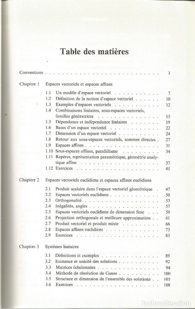 Libros de segunda mano de ciencias: &Aacute;lgebra lineal. R. Cairoli. Texto en franc&eacute;s. - Foto 2