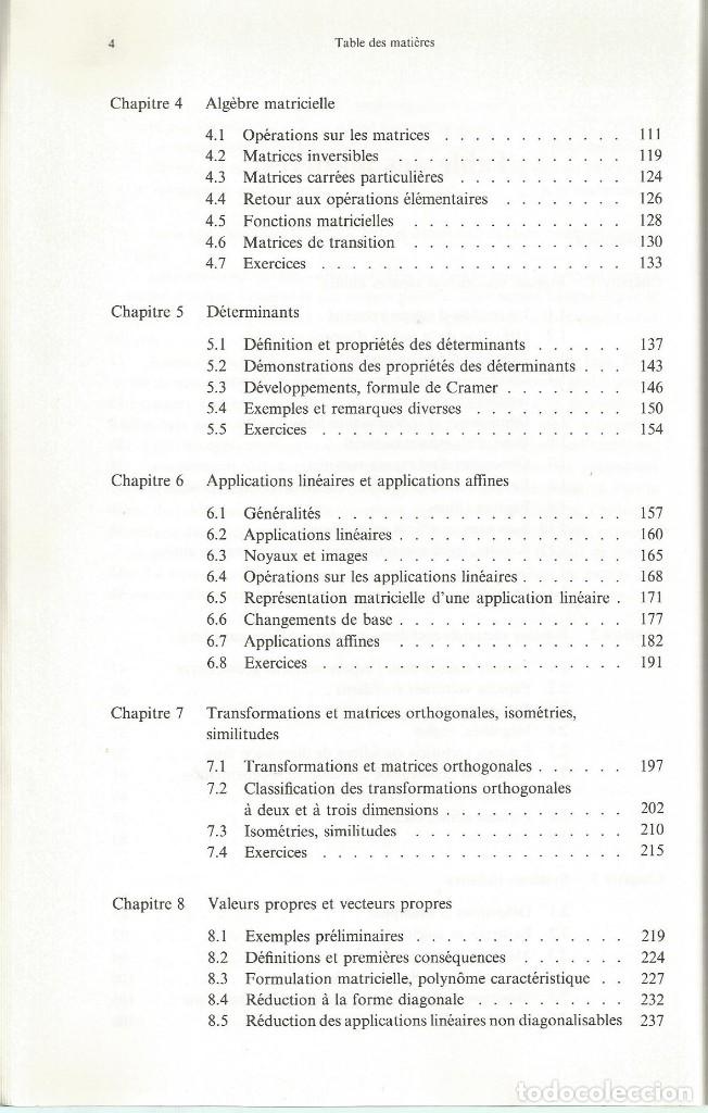 Libros de segunda mano de ciencias: &Aacute;lgebra lineal. R. Cairoli. Texto en franc&eacute;s. - Foto 3