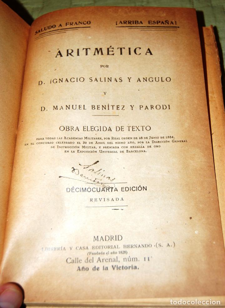 Libros de segunda mano de ciencias: Aritm&eacute;tica, por Ignacio Salinas y Angulo y Manuel Ben&iacute;tez y Parodi. - Foto 2