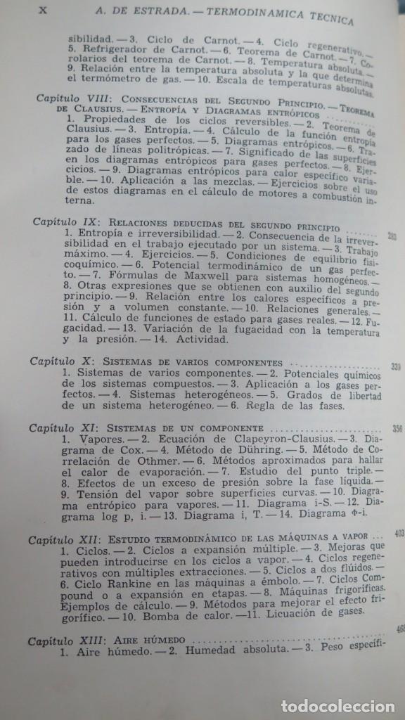 Libros de segunda mano de ciencias: 1951.- TERMODINAMICA TECNICA. ALEJANDRO ESTRADA - Foto 3