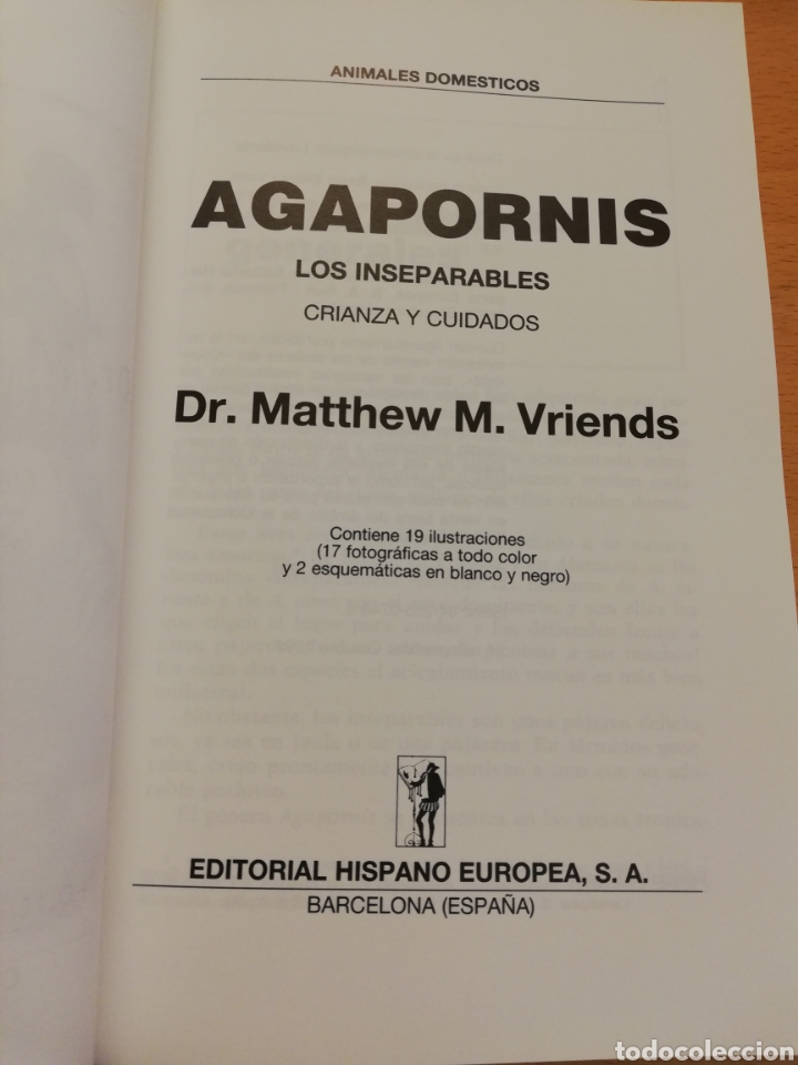 Libros de segunda mano: AGAPORNIS. LOS INSEPARABLES (DR. M. M. VRIENDS) - Foto 2