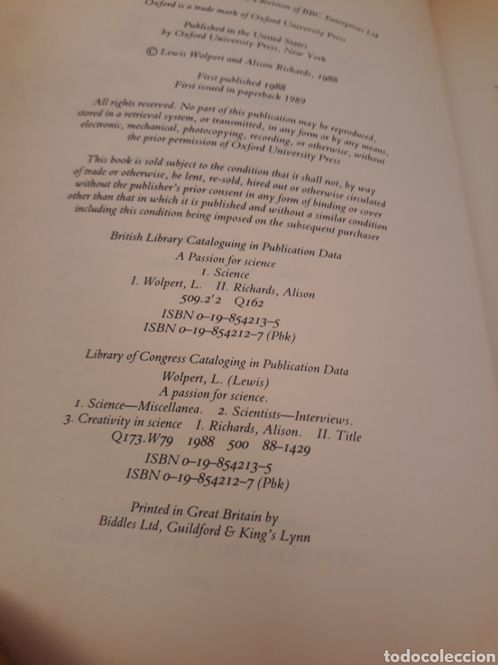 Libros de segunda mano de ciencias: A passion for science. Lewis Wolpert alison richards - Foto 4
