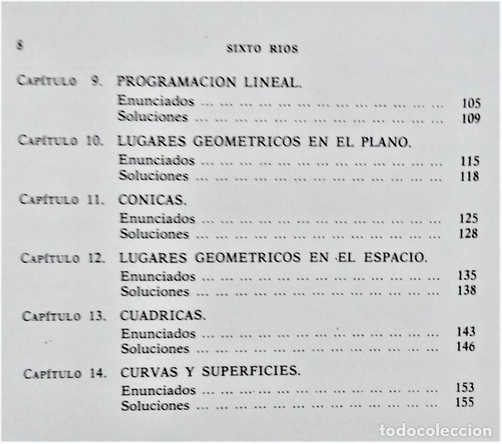 Libros de segunda mano de Ciencias: EJERCICIOS DE ÁLGEBRA LINEAL Y GEOMETRÍA - SIXTO RIOS - Foto 3 - 221957338