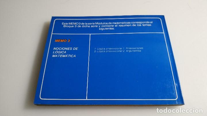 Libros de segunda mano de ciencias: NOCIONES DE L&Oacute;GICA MATEM&Aacute;TICA MEMO 3 - Foto 2