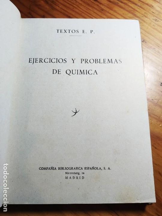 Libros de segunda mano de ciencias: Ejercicios y problemas de qu&iacute;mica. Textos E. P. 1959. - Foto 3
