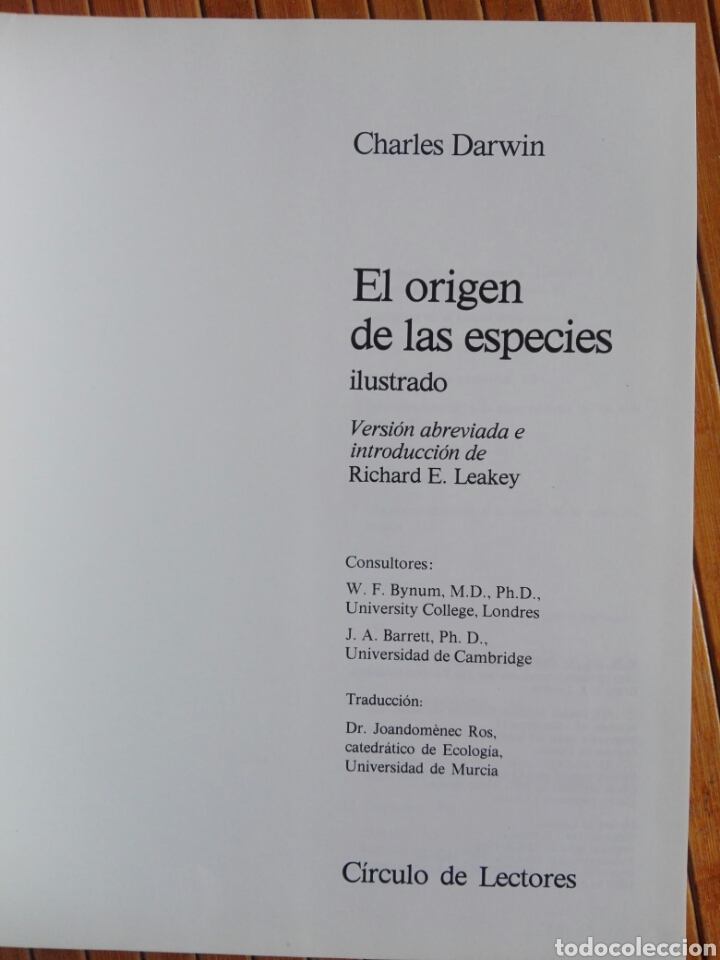 Libros de segunda mano: Libro El origen de las especies-Charles Darwin-Versi&oacute;n abreviada e introducci&oacute;n de Richard E. Leakey - Foto 2