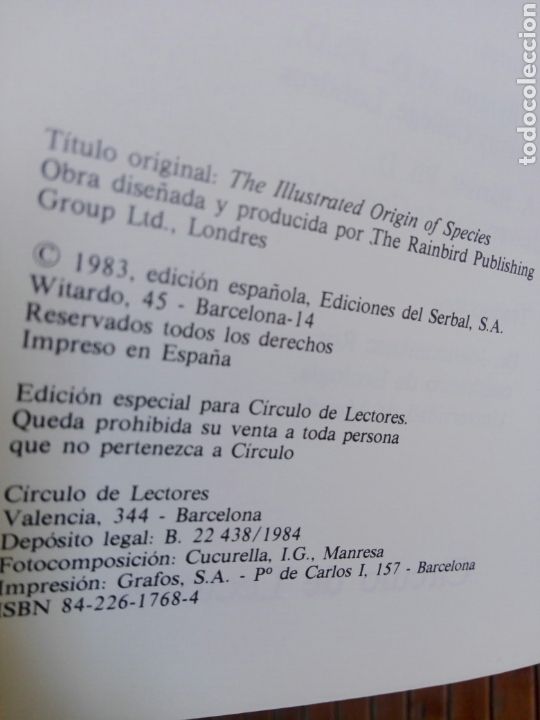 Libros de segunda mano: Libro El origen de las especies-Charles Darwin-Versi&oacute;n abreviada e introducci&oacute;n de Richard E. Leakey - Foto 3