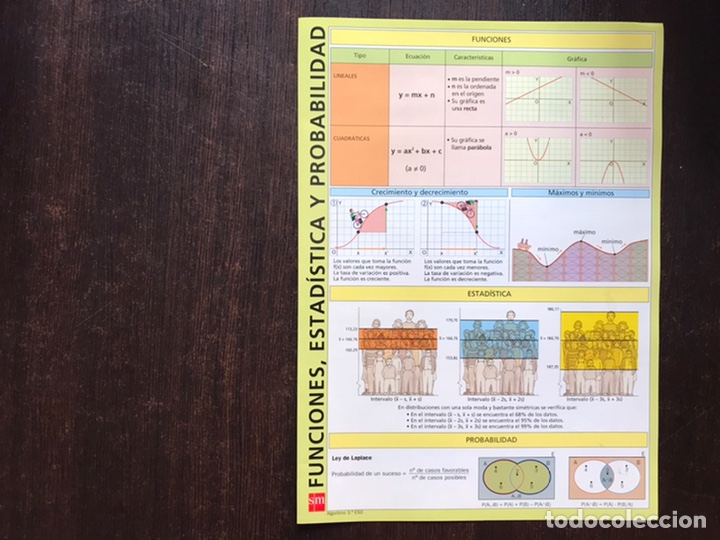 Second hand books of Sciences: Ficha plastificada. Funciones, estad&iacute;sticas y probabilidades, &aacute;lgebra y geometr&iacute;a