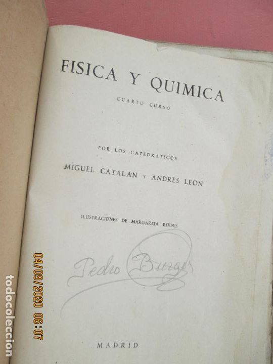 Libros de segunda mano de ciencias: FISICA Y QUIMICA - 4&ordm; CURSO MIGUEL CATALAN Y ANDRES LEON - Foto 2