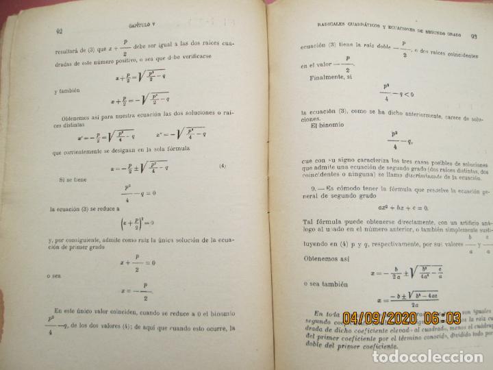 Libros de segunda mano de ciencias: ELEMENTOS DE ALGEBRA - FELIX CORREA -1943 QUINTA EDICION - Foto 2