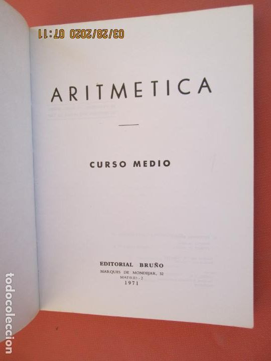 Libros de segunda mano de ciencias: ARITM&Eacute;TICA CURSO MEDIO - 2&ordm; GRADO - EDITORIAL BRU&Ntilde;O 1971. - Foto 2
