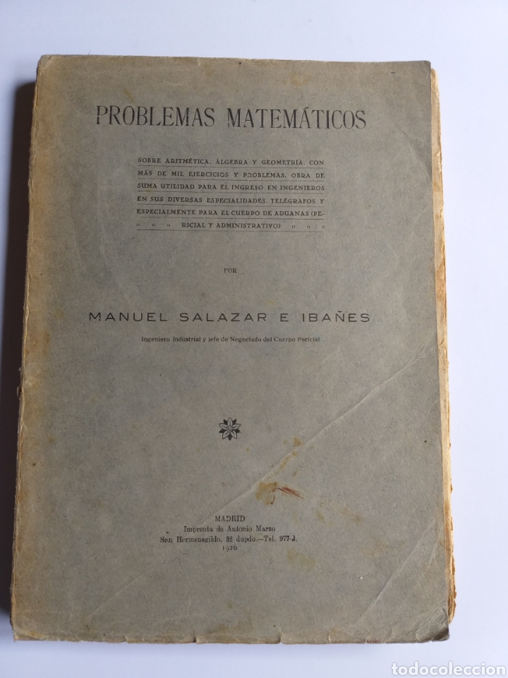 Libros de segunda mano de ciencias: Problemas matem&aacute;ticos . Manuel Salazar e Ib&aacute;&ntilde;es. 1926 . . Matenumeros - Foto 7