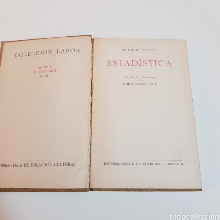 Libros de segunda mano de ciencias: ESTADISTICA 1928 SIGMUND SCHOTT - COLECCION LABOR - Foto 2