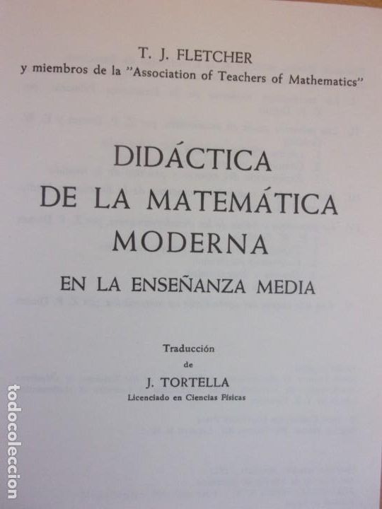 Libros de segunda mano de ciencias: DID&Aacute;CTICA DE LA MATEM&Aacute;TICA MODERNA EN LA ENSE&Ntilde;ANZA MEDIA / 2&ordf; EDICI&Oacute;N 1971. TEIDE - Foto 2