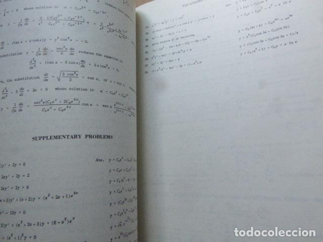 Libros de segunda mano de ciencias: THEORY AND PROBLEMS OF DIFFERENTIAL EQUATIONS. INCLUDING 560 SOLVED PROBLEMS. SCHAUM, 1952. 296 PP - Foto 3