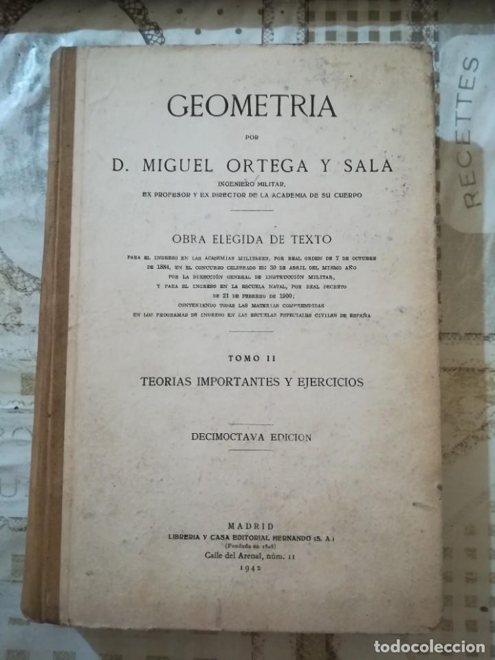 Libros de segunda mano de ciencias: Geometr&iacute;a - D. MIguel Ortega y Sala - 1942 - Foto 1