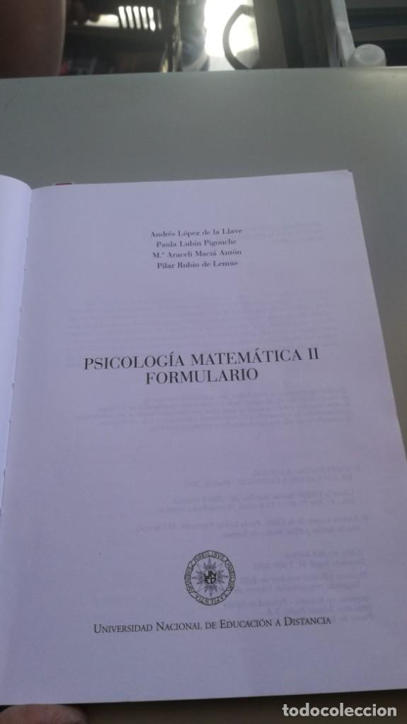 Libros de segunda mano de ciencias: PSICOLOGIA MATEMATICA II - FORMULARIO UNED Z402 - Foto 3