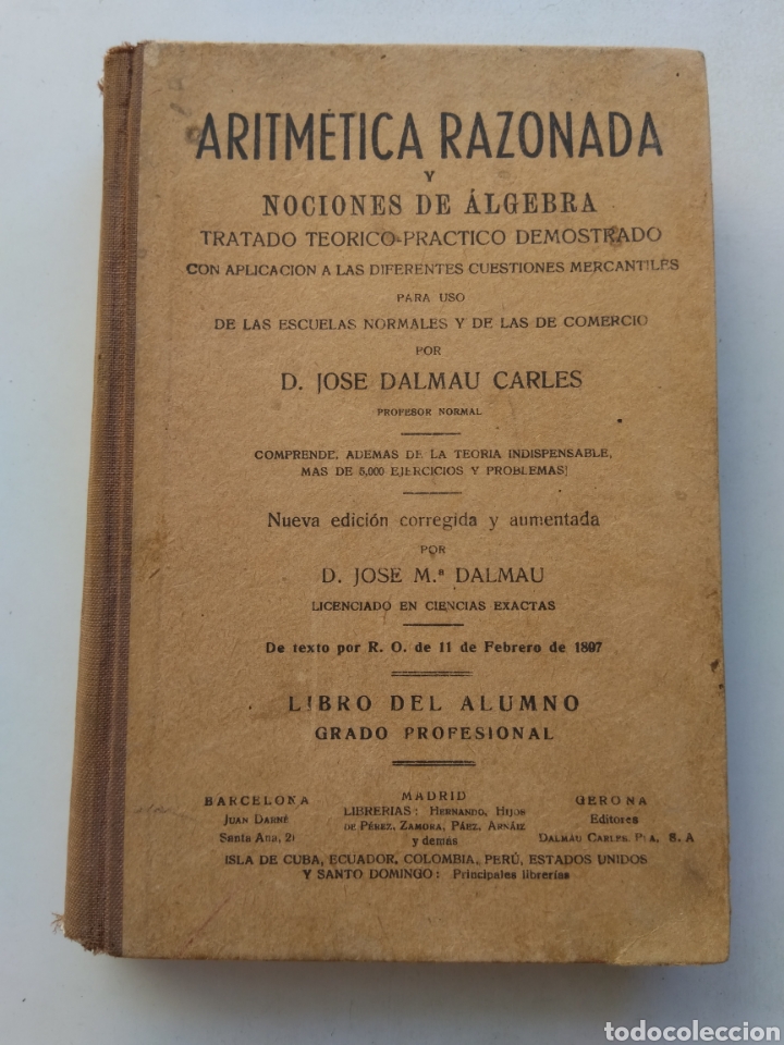 Libros de segunda mano de ciencias: ARITM&Eacute;TICA RAZONADA/DALMAU CARLES - Foto 1