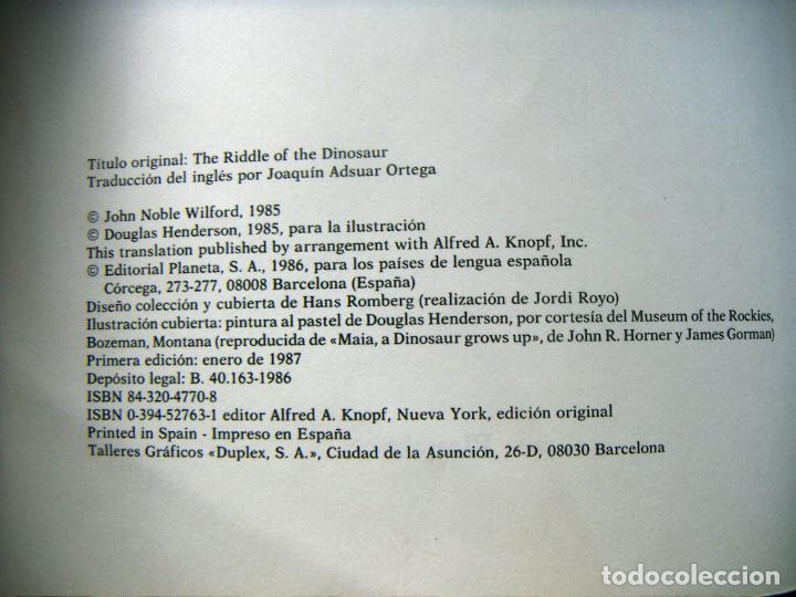 Libros de segunda mano: EL ENIGMA DE LOS DINOSAURIOS - NOBLE WILFORD, JOHN - Foto 2