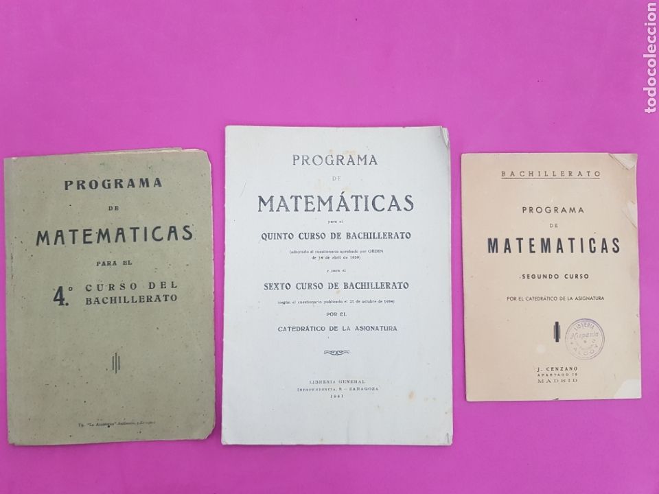 Libros de segunda mano de ciencias: Programa de Matem&aacute;ticas Bachillerato, 2&deg;-4&deg;-6&deg; curso, a&ntilde;os.1940 - Foto 1