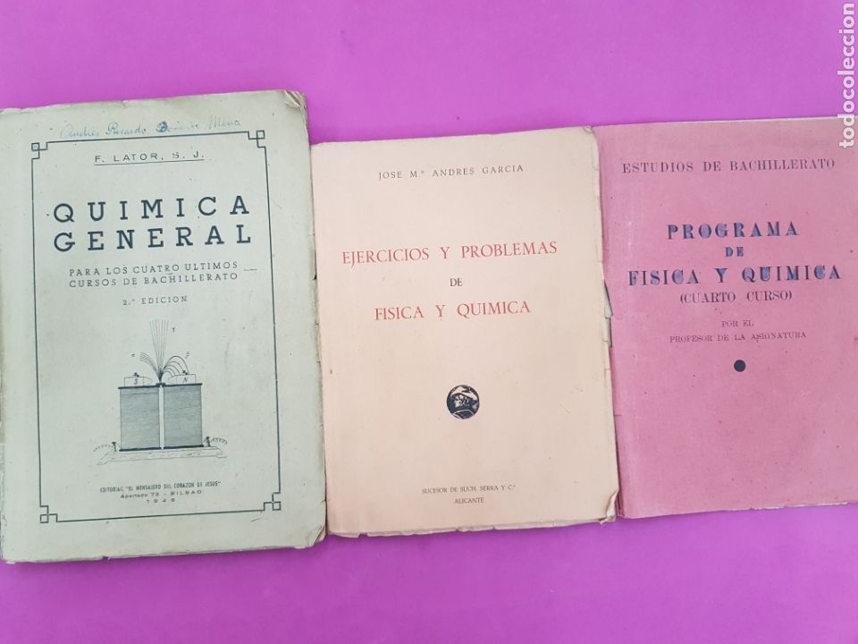 Libros de segunda mano de ciencias: Lote libro de F&iacute;sica y Qu&iacute;mica, Programa y 2 libros de Ejercicios , 1946 - Foto 1