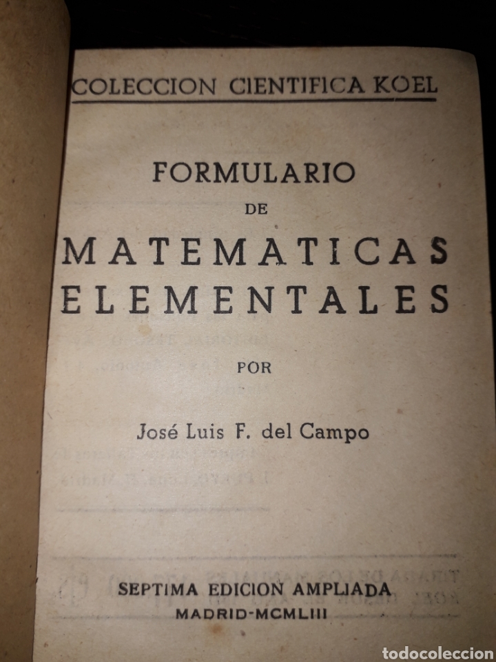 Libros de segunda mano de ciencias: Koel formulario de matem&aacute;ticas elementales - Foto 2