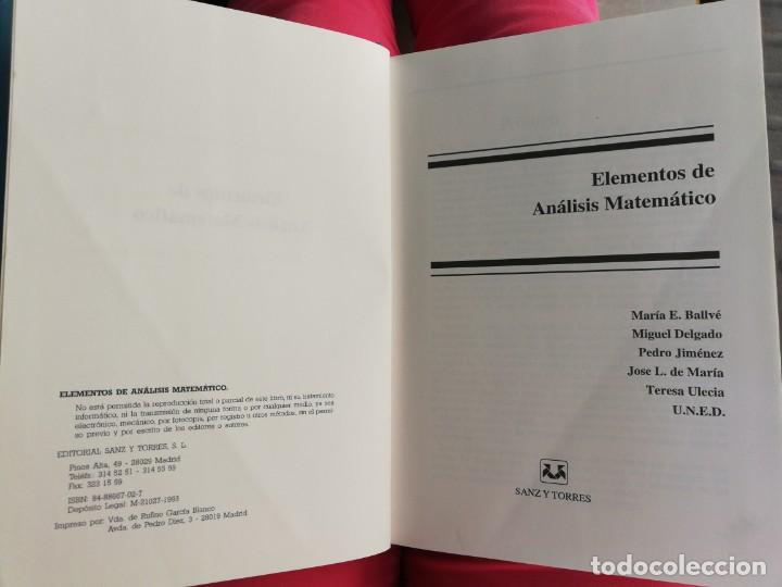Libros de segunda mano de ciencias: Elementos de An&aacute;lisis matem&aacute;tico. VV.AA. - Foto 4