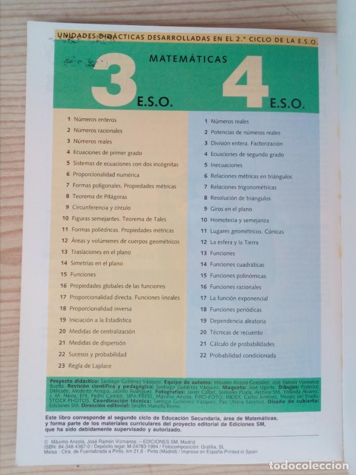 Libros de segunda mano de ciencias: Matematicas - 3 Secundaria - 1994 - SM - Foto 2