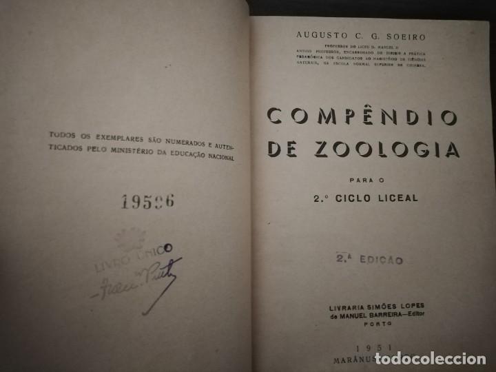 Libros de segunda mano: Compendio de Zoolog&iacute;a. Augusto Soeiro. Porto 1952. - Foto 2