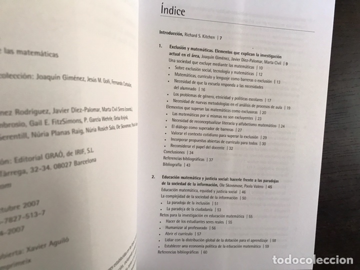 Libros de segunda mano de ciencias: Educaci&oacute;n matem&aacute;tica y exclusi&oacute;n. J. Gim&eacute;nez. Como nuevo - Foto 3