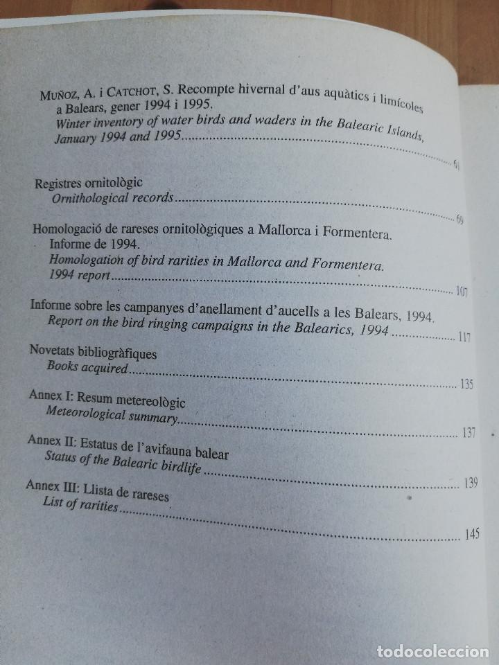 Libros de segunda mano: ANUARI ORNITOL&Ograve;GIC DE LES BALEARS, VOLUM 9 (ANY 1994) - Foto 3
