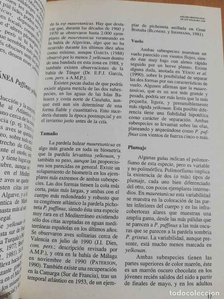 Libros de segunda mano: ANUARI ORNITOL&Ograve;GIC DE LES BALEARS, VOLUM 9 (ANY 1994) - Foto 8