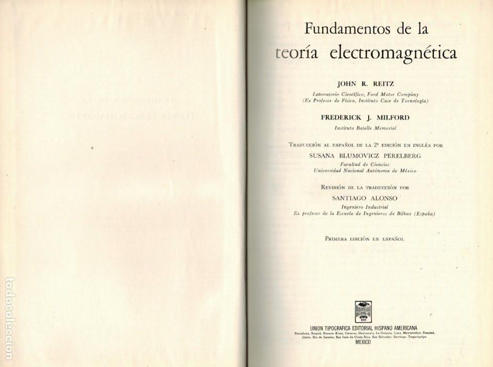 Libros de segunda mano de ciencias: FUNDAMENTOS DE LA TEOR&Iacute;A ELECTROMAGN&Eacute;TICA - Foto 1