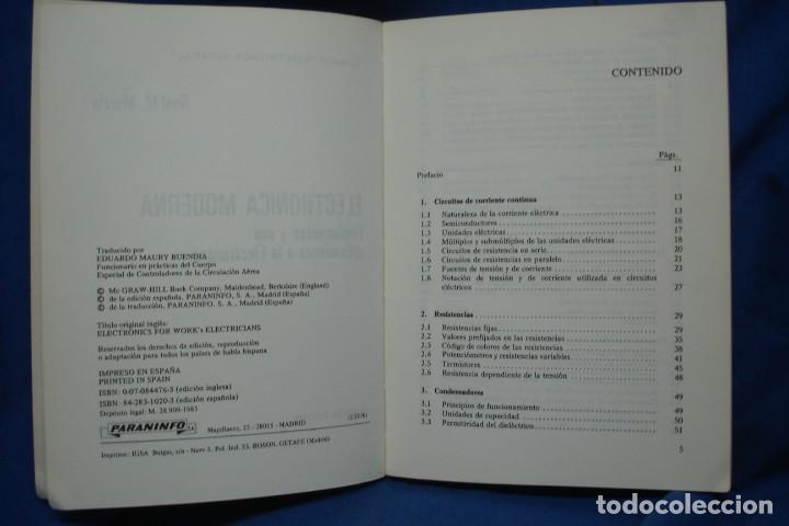 Libros de segunda mano de ciencias: ELECTR&Oacute;NICA MODERNA - NOEL M. MORRIS - ED. PARANINFO 1985 - Foto 2