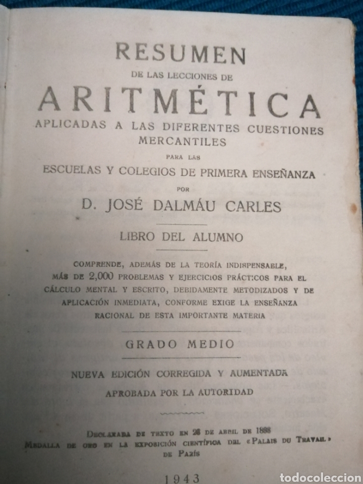 Libros de segunda mano de ciencias: RESUMEN LECCIONES ARITM&Eacute;TICA, 1943. - Foto 5