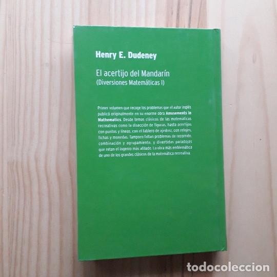 Libros de segunda mano de ciencias: El Acertijo Del Mandar&iacute;n (DIVERSIONES MATEMATICAS I) - Henry E. Dudeney - Foto 3