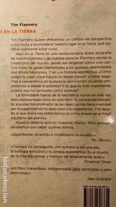 Libros de segunda mano de ciencias: AQUI EN LA TIERRA. ARGUMENTOS PARA LA ESPERANZA - TIM FLANNERY - Foto 2