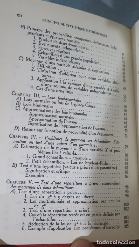 Libros de segunda mano de ciencias: PRINCIPES DE STATISTIQUE MATHEMATIQUE. TORTRAT - Foto 3