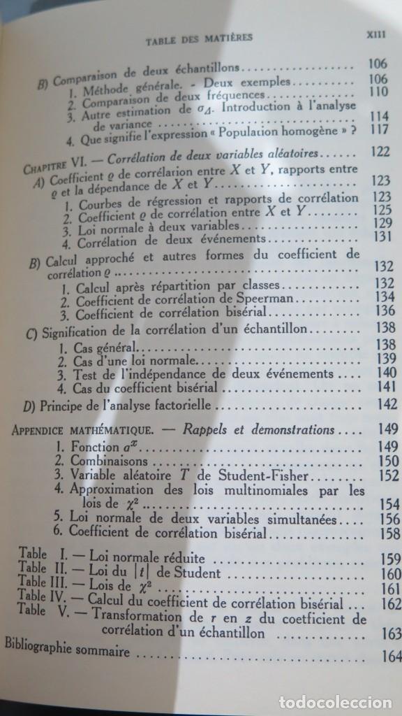 Libros de segunda mano de ciencias: PRINCIPES DE STATISTIQUE MATHEMATIQUE. TORTRAT - Foto 4