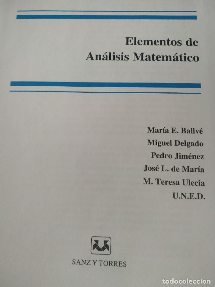 Libros de segunda mano de ciencias: Elementos de analisis matematico. Ballv&eacute; - Foto 2